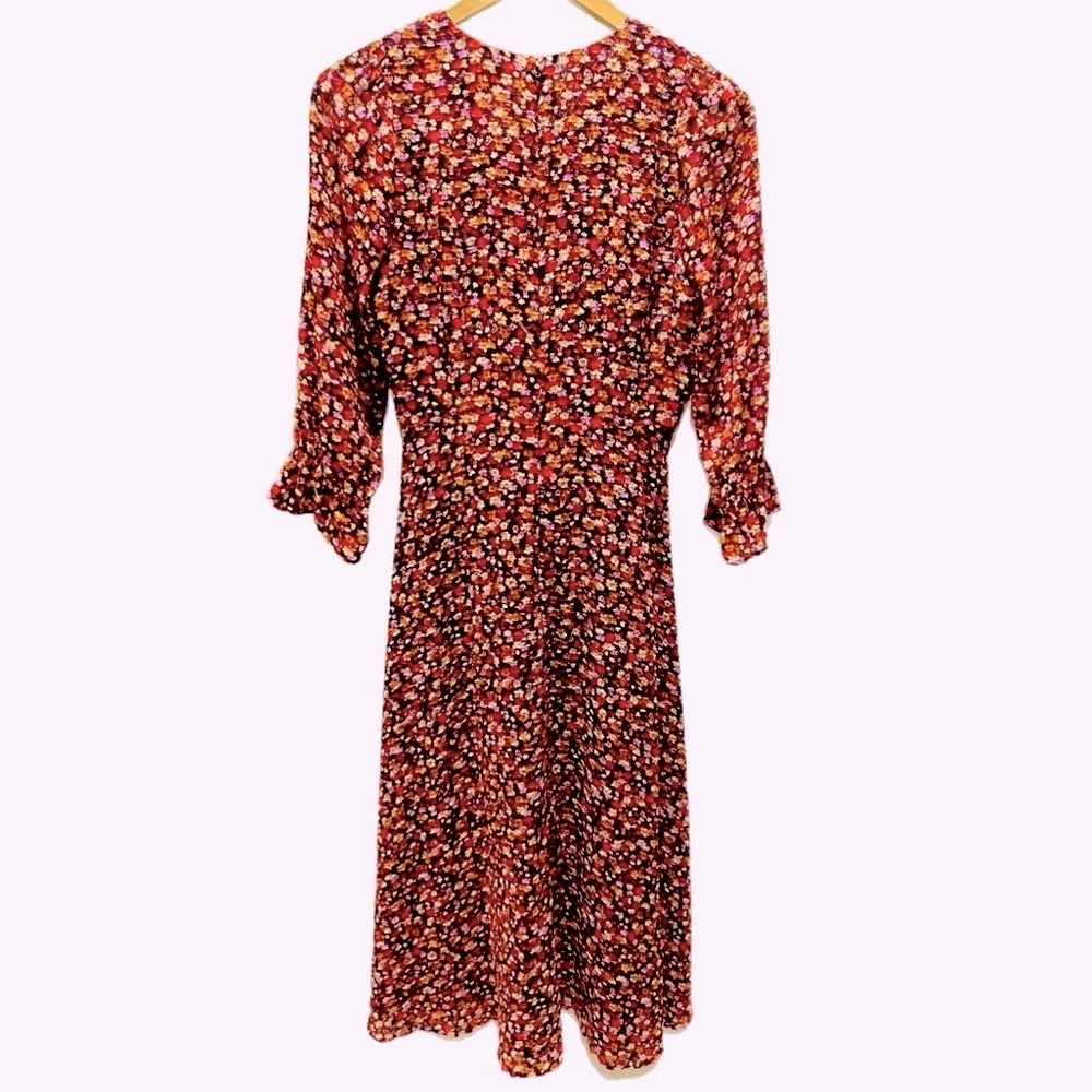 MADEWELL Like New Clipdot Spring Prairie Long Sleeve Crossover MIDI Dress Size 0 - Picture 5 of 9